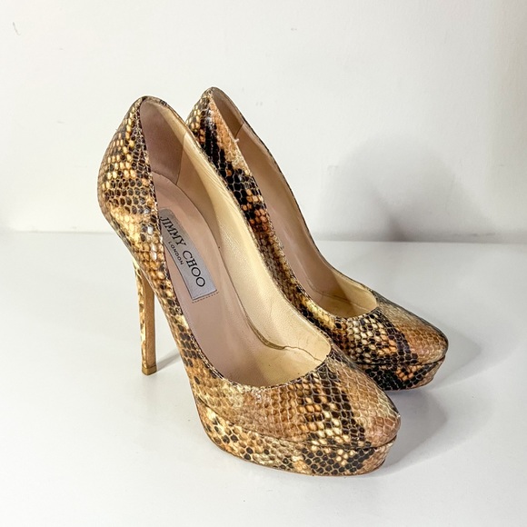 Jimmy Choo | Shoes | Jimmy Choo Python Embossed Platform Heels ...